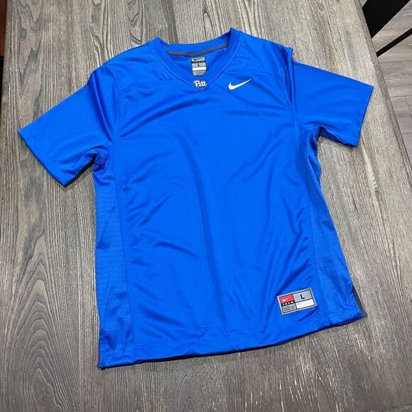 NWOT Nike Team Jersey Pittsburgh Pitt Panthers Short Sleeve V-Neck Blue Large - Picture 1 of 6